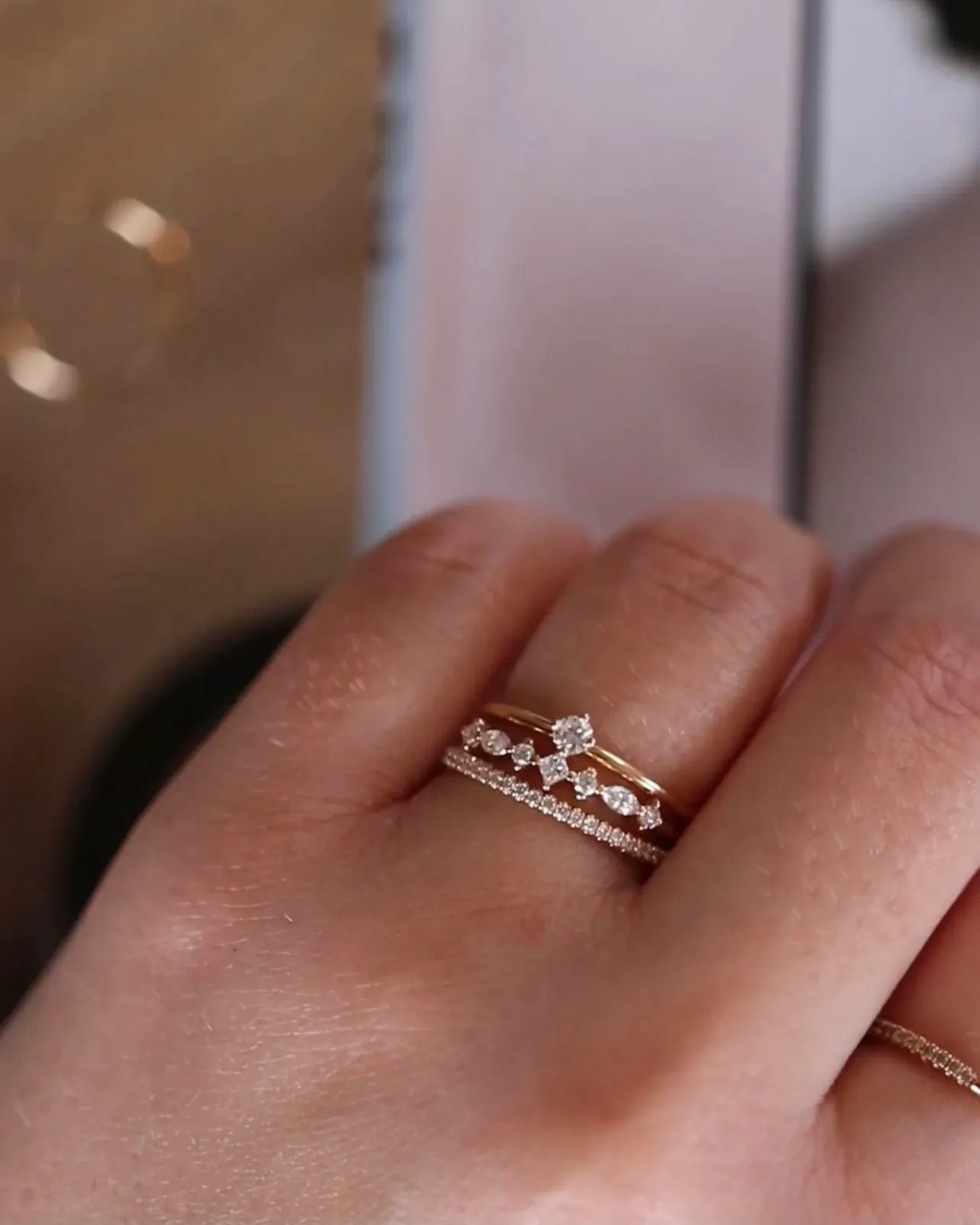 Jade Petite 18K Gold, Whitegold or Rosegold Ring w. Diamonds