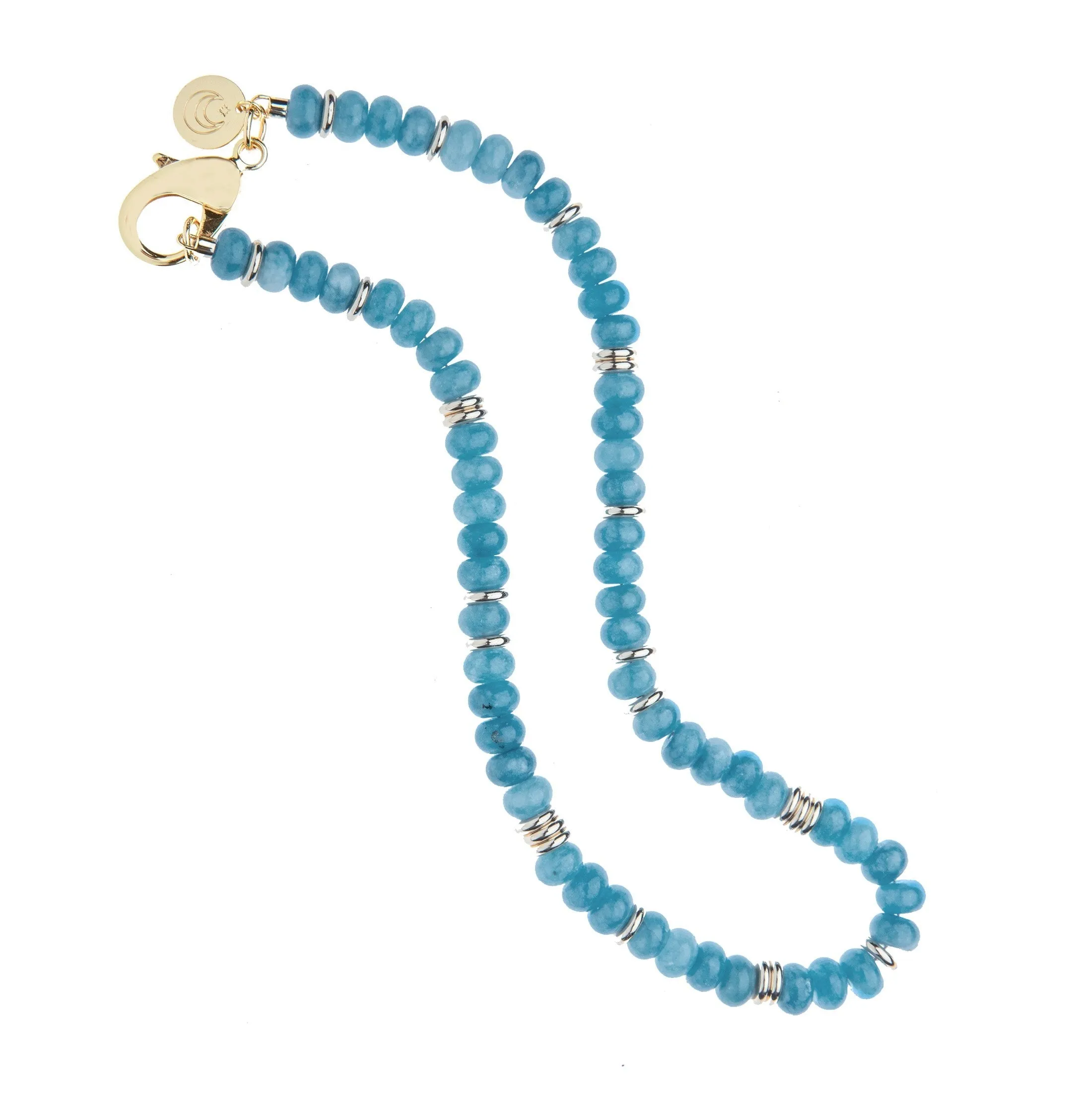 Jane Win Aqua Jade Gumdrop Beaded Necklace Croghans