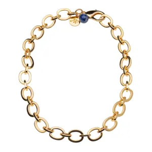 Jane Win Chunky Link Chain with Lapis Bead Croghans