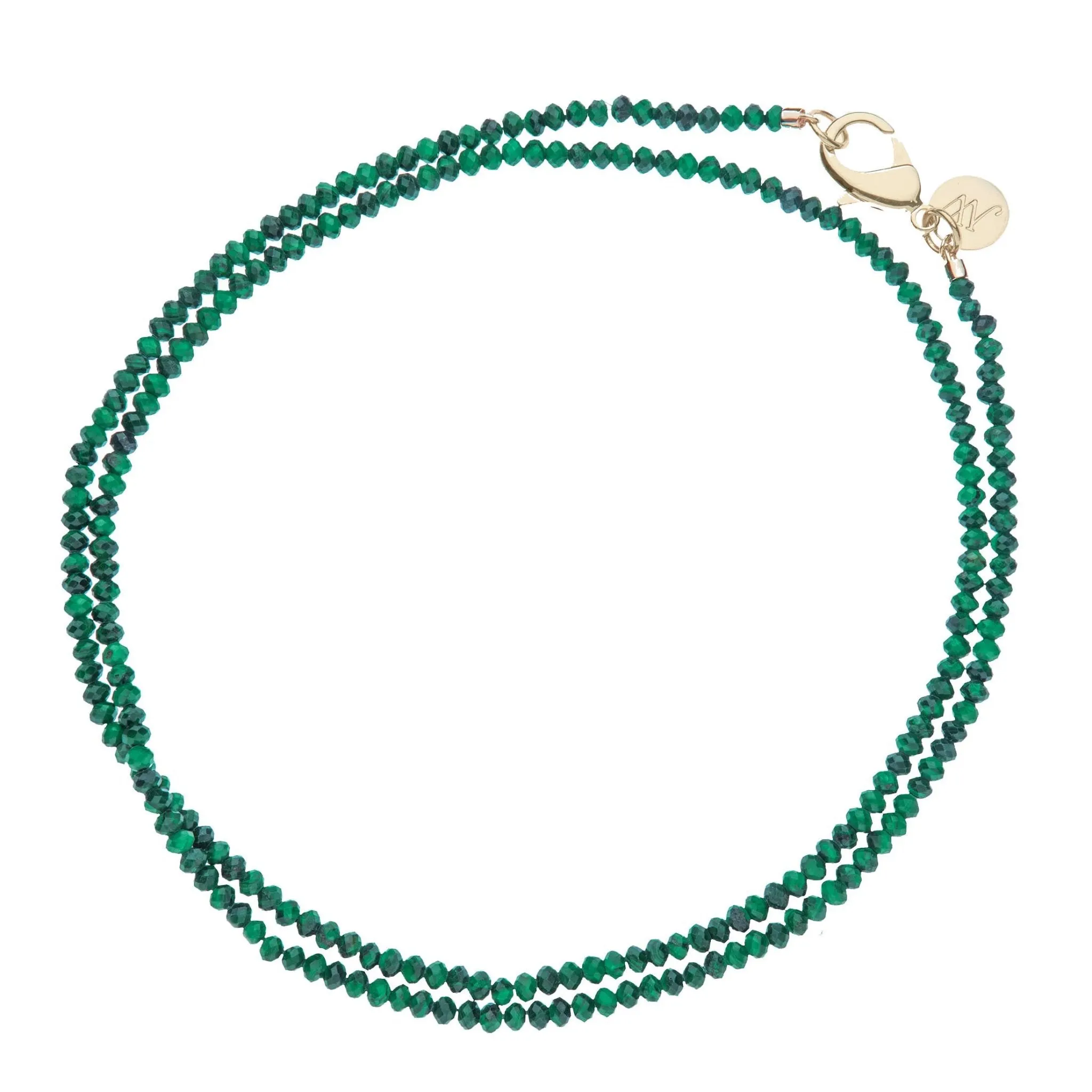 Jane Win Double Wrap Diamond-Cut Malachite Beaded Necklace Croghans
