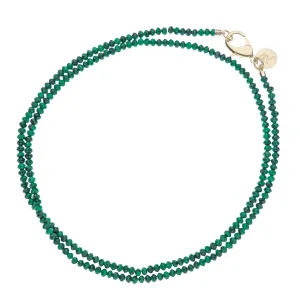 Jane Win Double Wrap Diamond-Cut Malachite Beaded Necklace Croghans