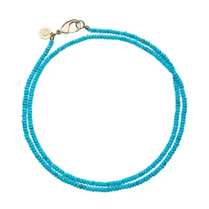 Jane Win Double Wrap Diamond-Cut Turquoise Beaded Necklace Croghans
