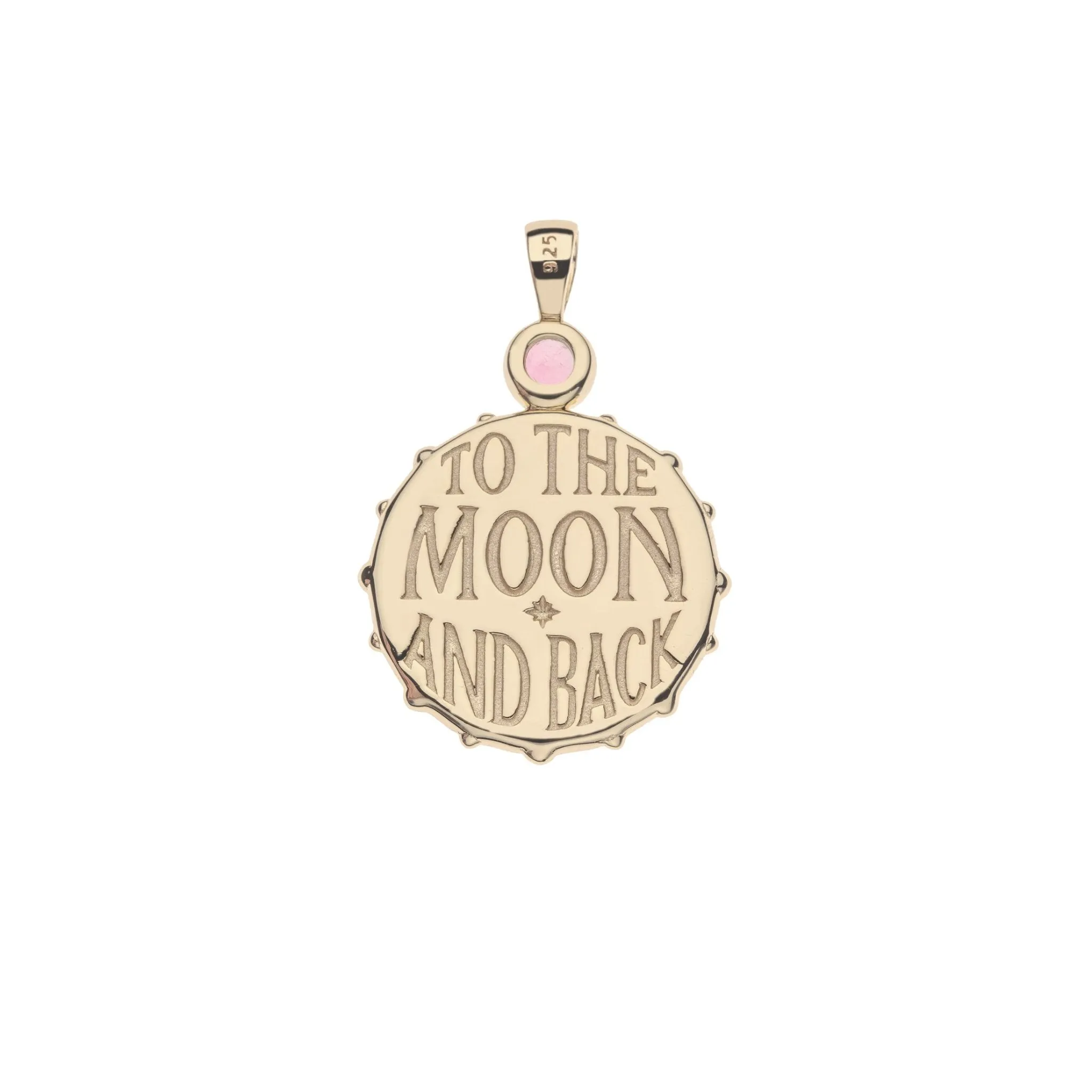 Jane Win FOREVER Mother of Pearl Moon Face Pendant Necklace Croghans