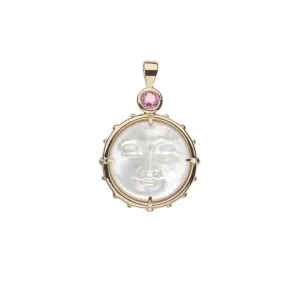 Jane Win FOREVER Mother of Pearl Moon Face Pendant Necklace Croghans
