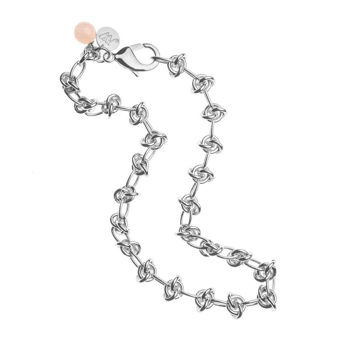 Jane Win In a Knot Chain with Rose Quartz Bead Croghans