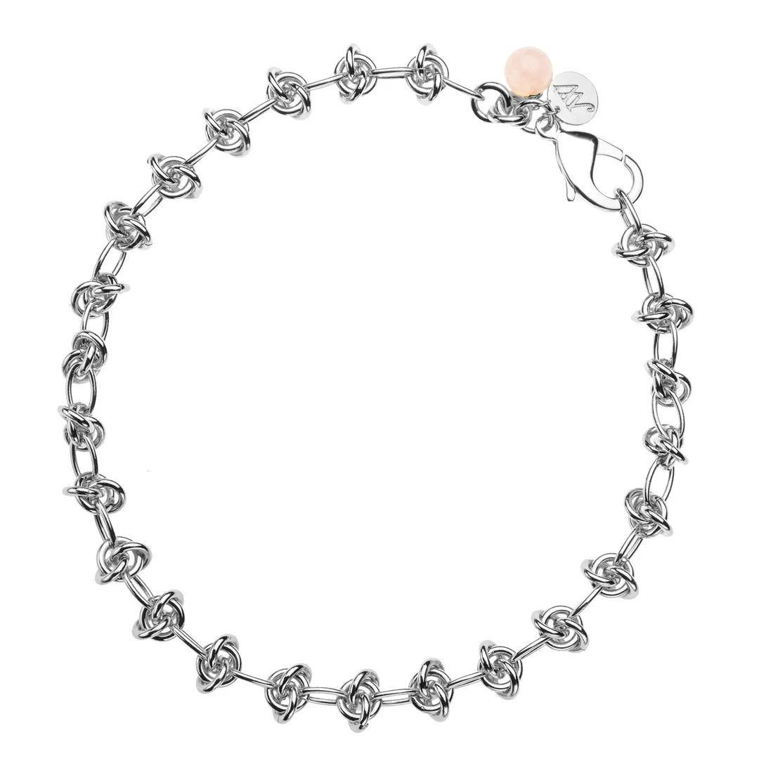 Jane Win In a Knot Chain with Rose Quartz Bead Croghans