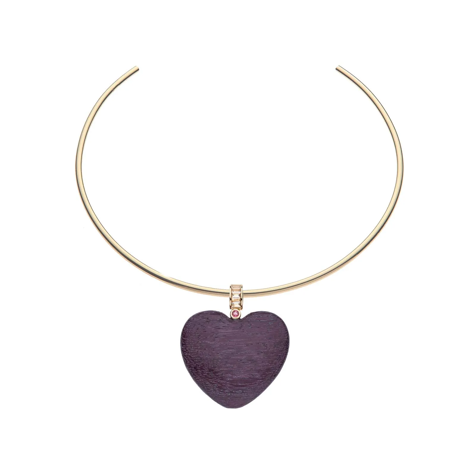 Jane Win LOVE Jumbo Wood Heart Pendant Necklace Croghans