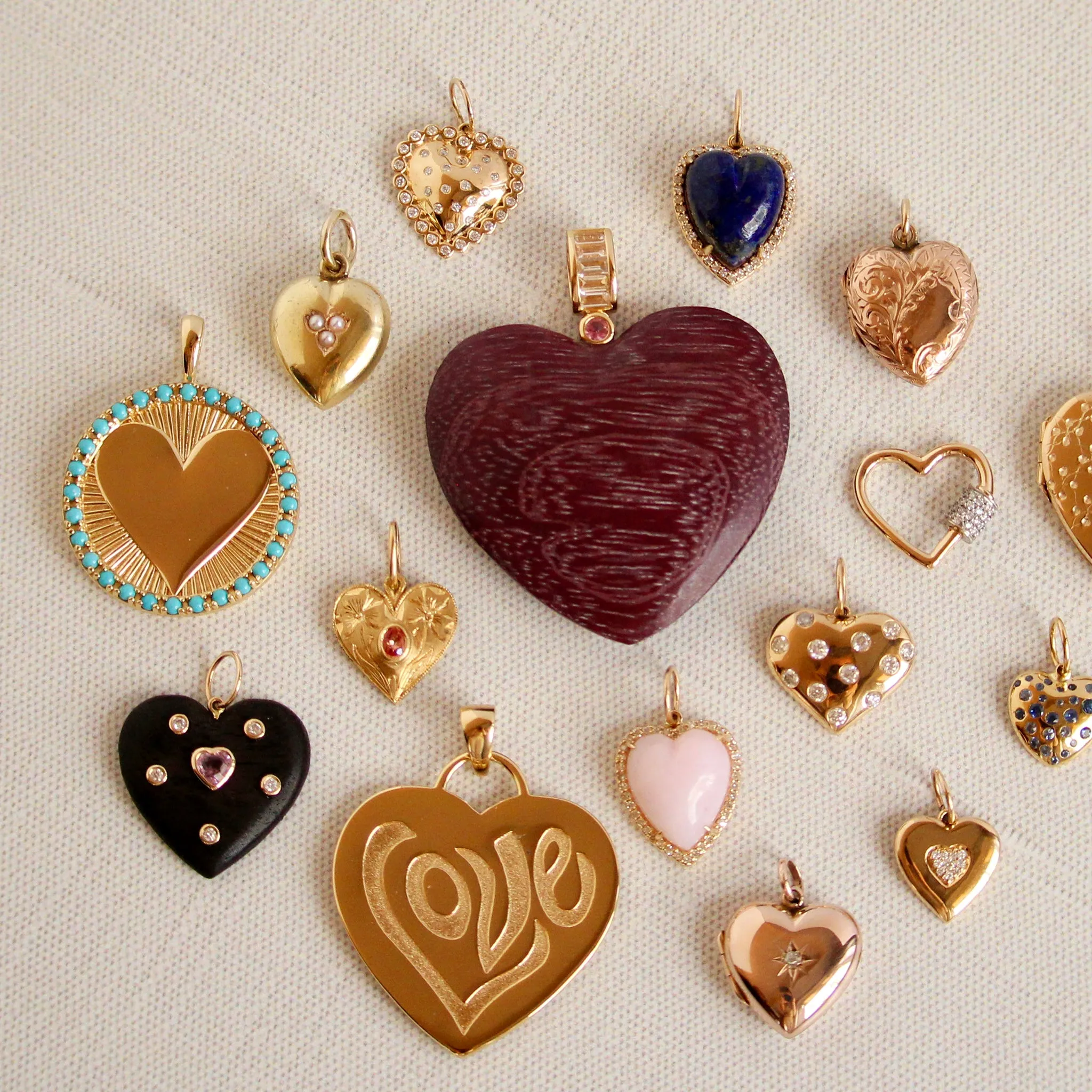 Jane Win LOVE Jumbo Wood Heart Pendant Necklace Croghans