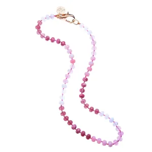 Jane Win Pink Ombre Carved Stone Beaded Necklace Croghans