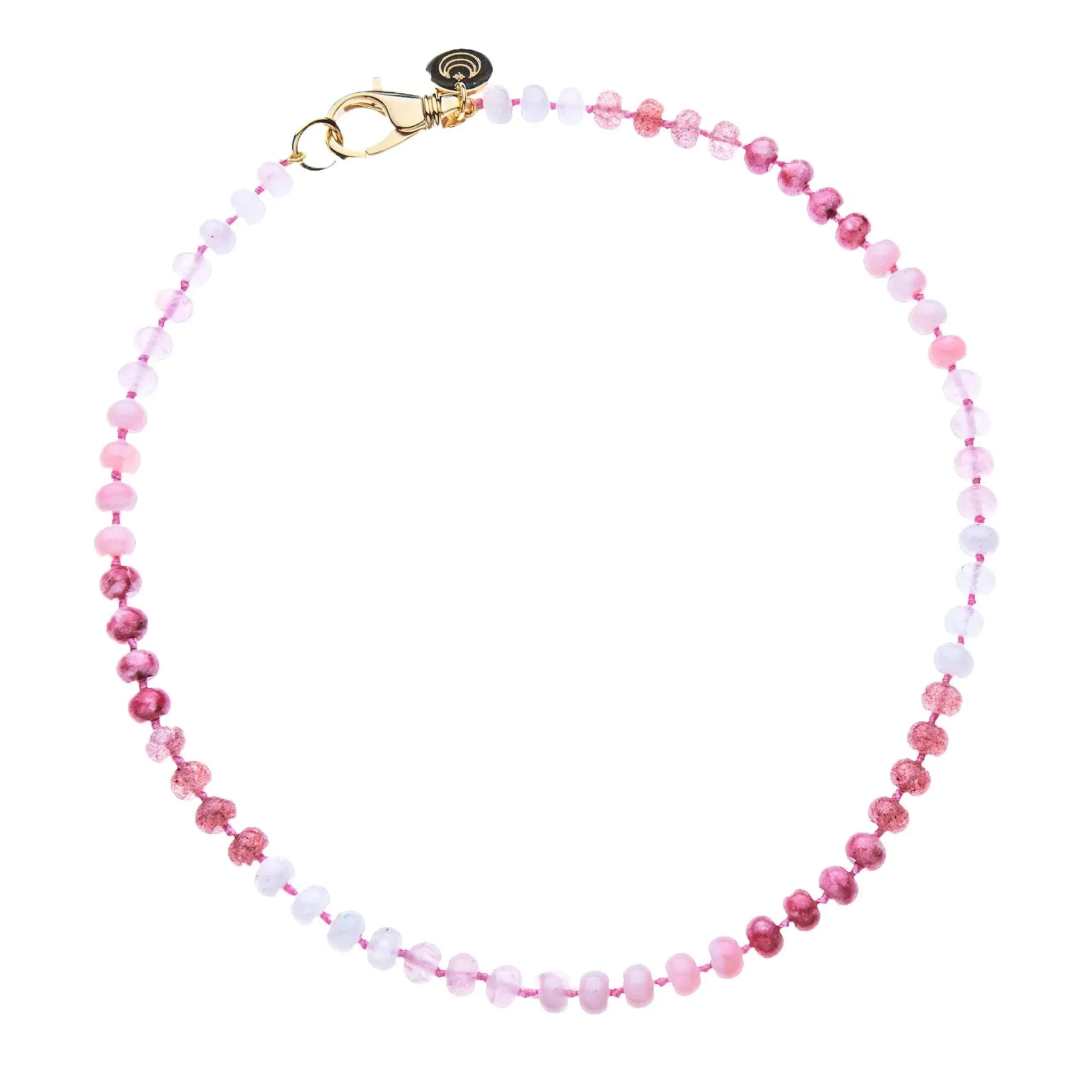 Jane Win Pink Ombre Carved Stone Beaded Necklace Croghans