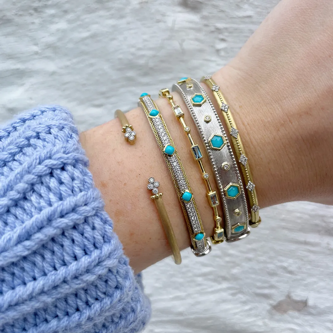 Jude Frances Blue Topaz Baguette & Diamond Bangle