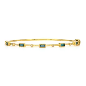 Jude Frances Blue Topaz Baguette & Diamond Bangle