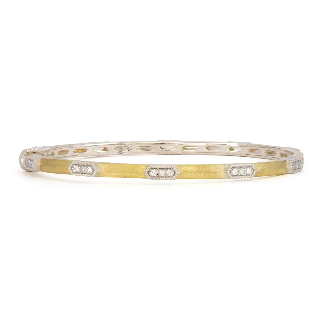 Jude Frances Mixed Metal Diamond Elongated Hexagon Bangle