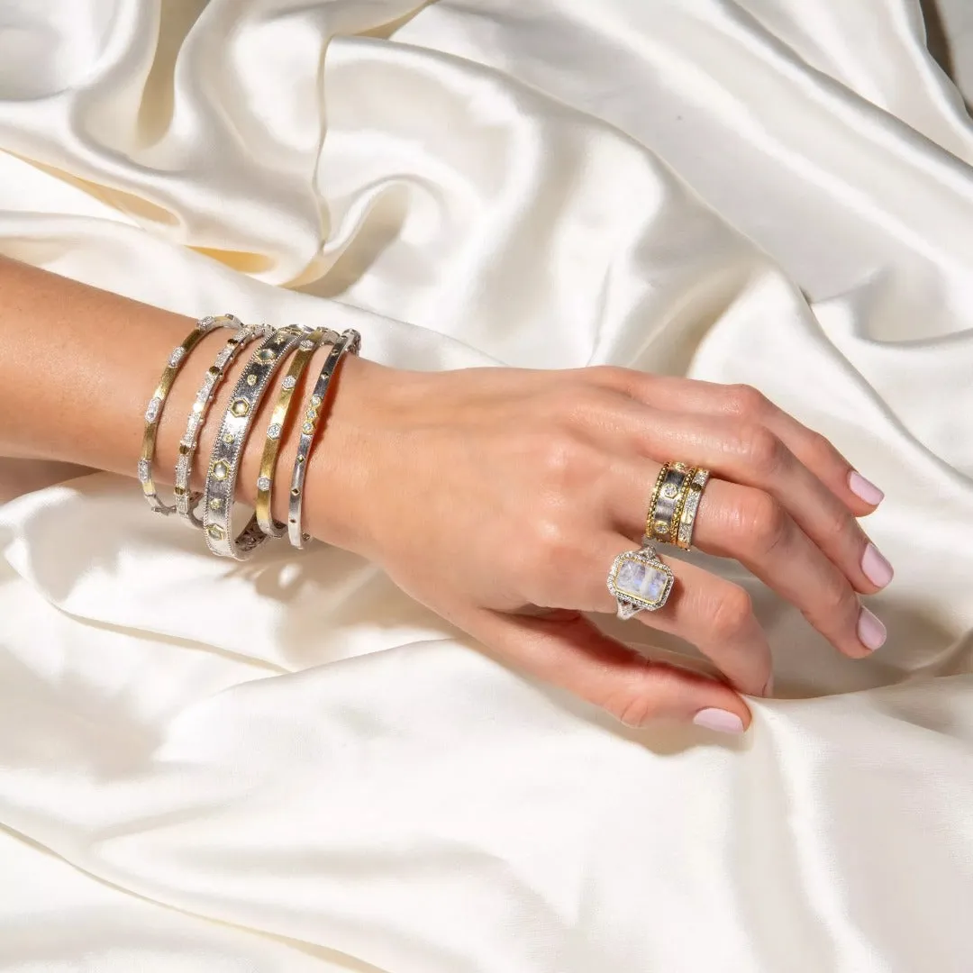 Jude Frances Mixed Metal Diamond Elongated Hexagon Bangle