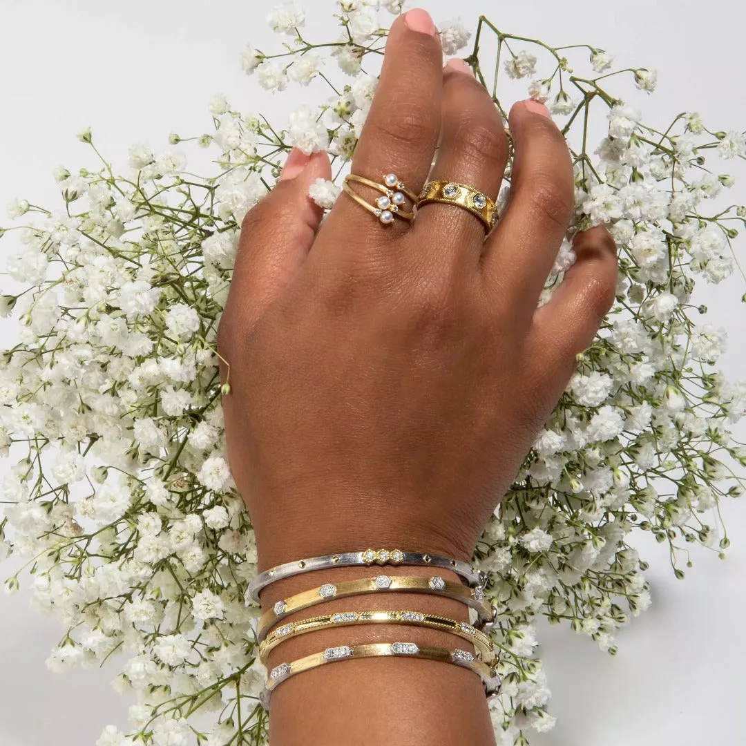 Jude Frances Mixed Metal Diamond Elongated Hexagon Bangle