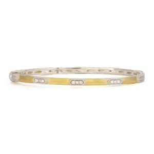 Jude Frances Mixed Metal Diamond Elongated Hexagon Bangle