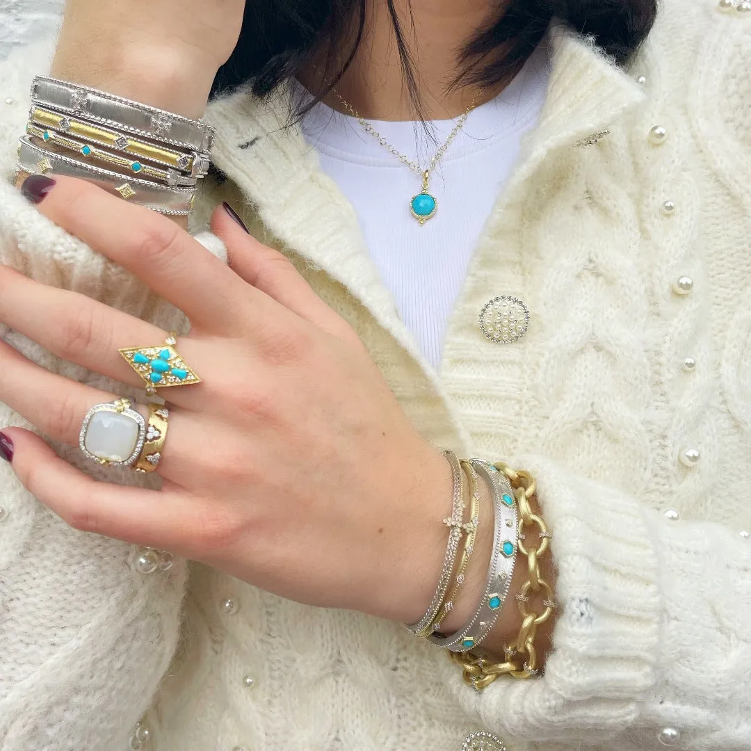 Jude Frances Mixed Metal Narrow Nina Beaded Kite Cuff