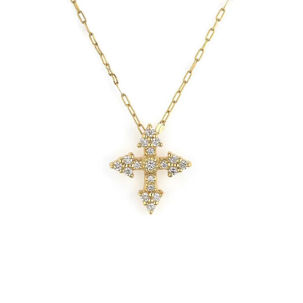 Jude Frances Provence Champagne Tiny Cross Pendant Necklace Croghans
