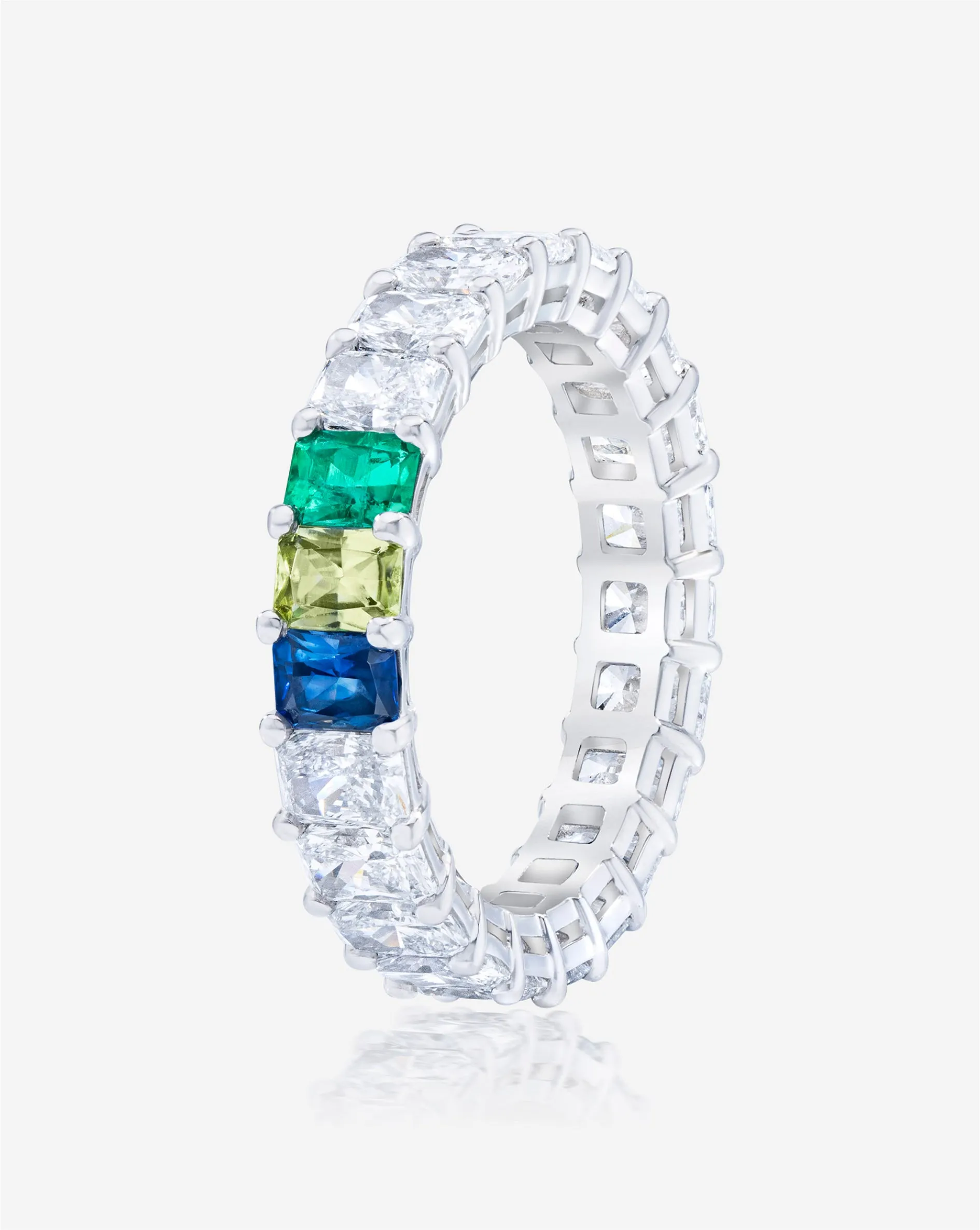 Lab Grown Radiant Diamond and Birthstone Eternity Band Ring Concierge