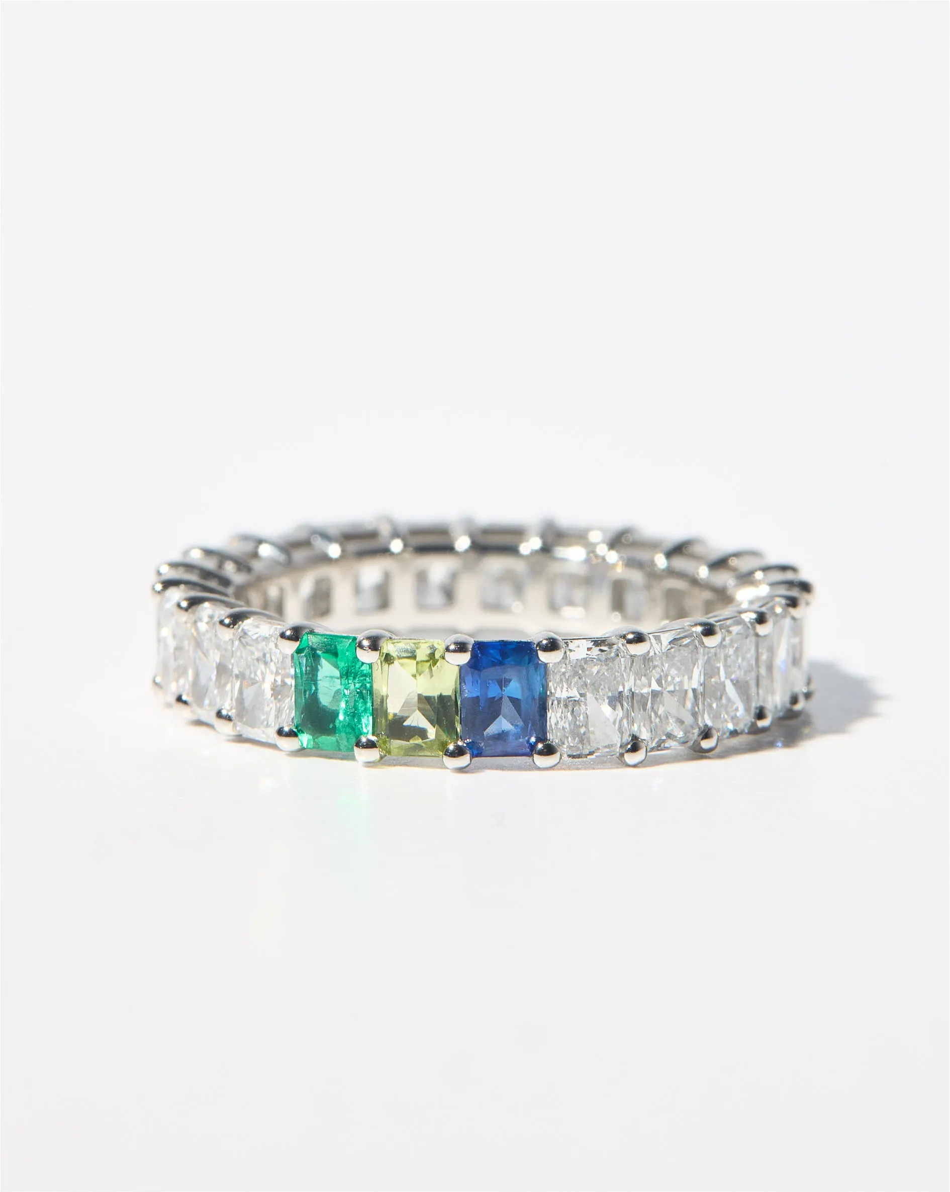 Lab Grown Radiant Diamond and Birthstone Eternity Band Ring Concierge