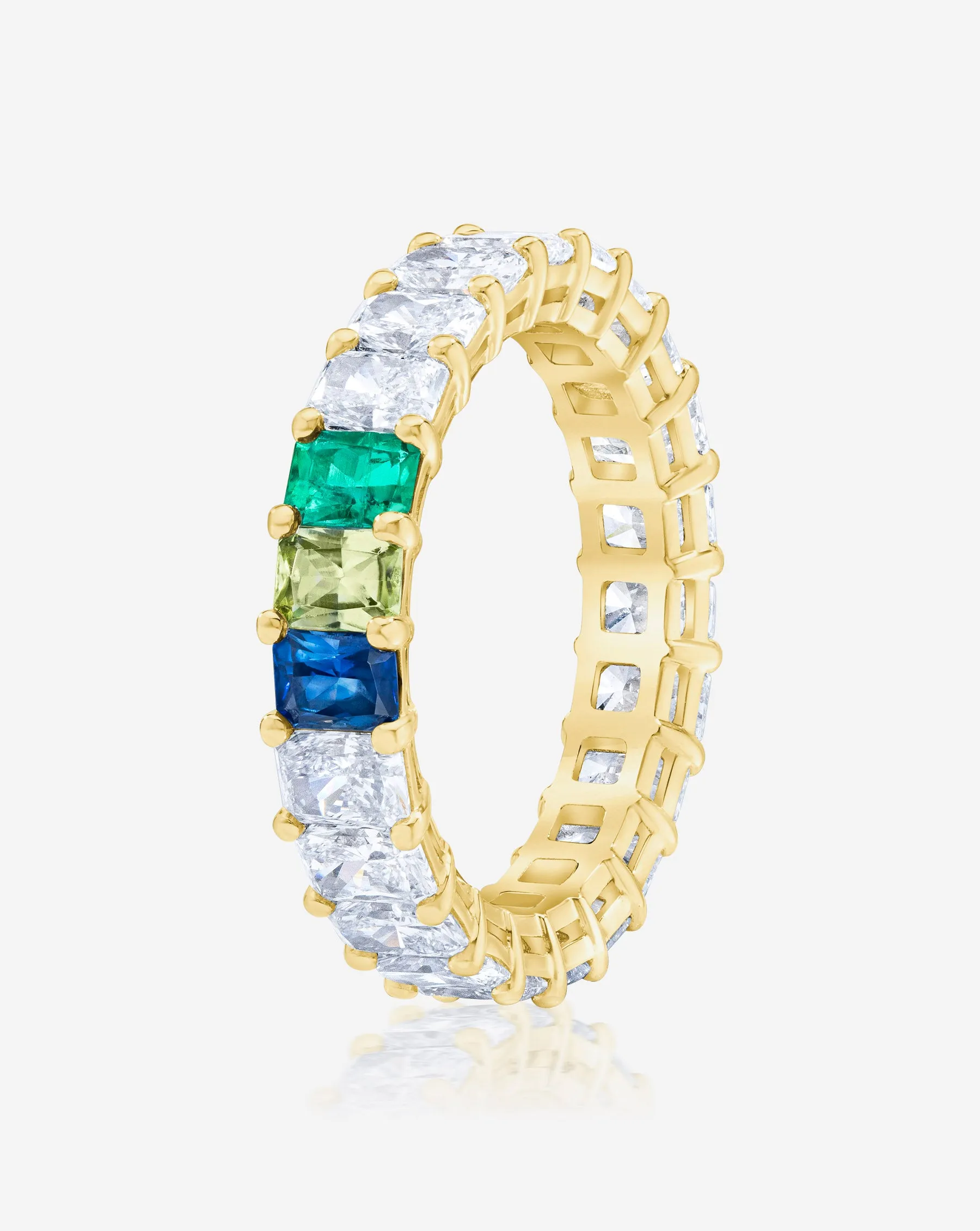 Lab Grown Radiant Diamond and Birthstone Eternity Band Ring Concierge