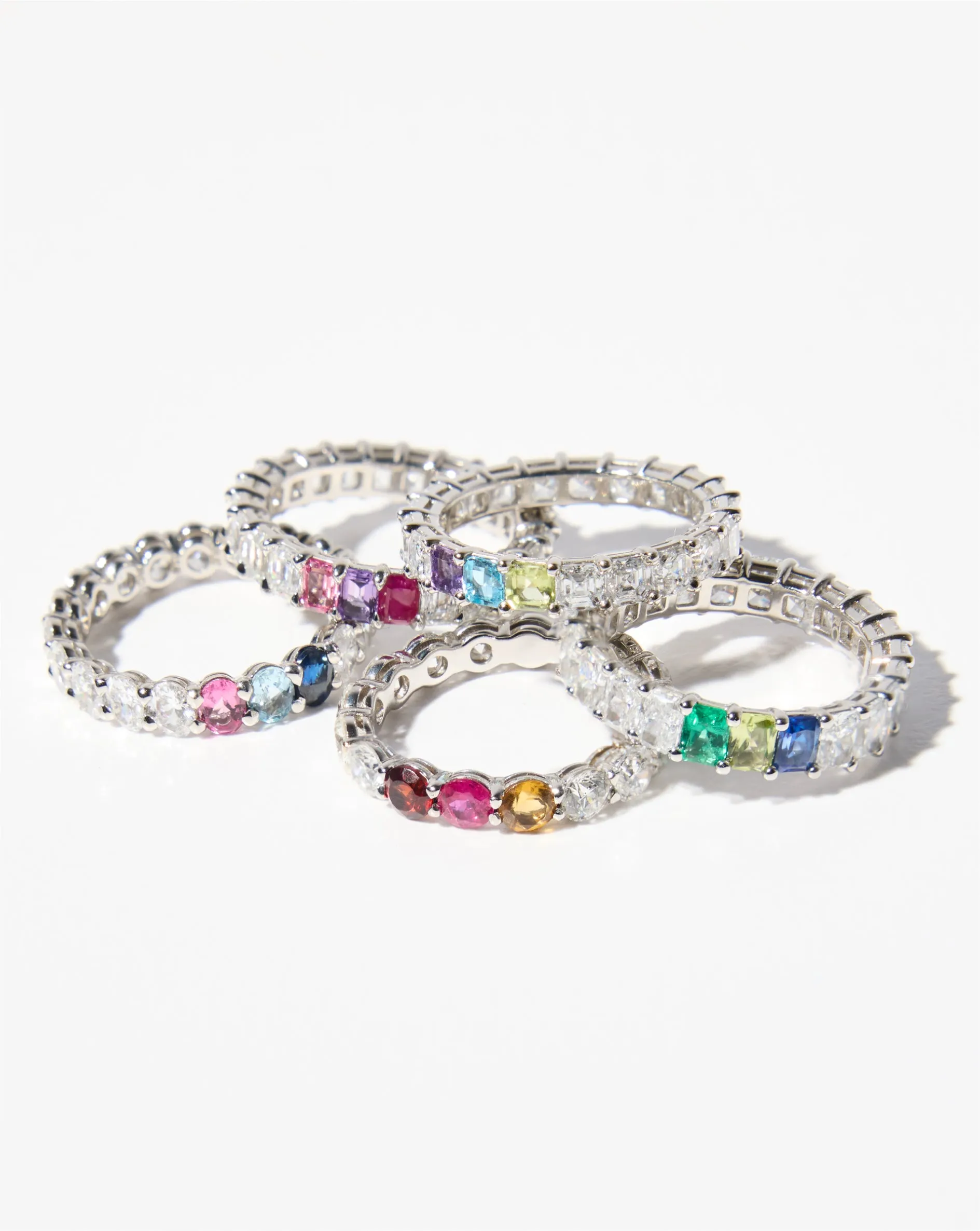 Lab Grown Radiant Diamond and Birthstone Eternity Band Ring Concierge