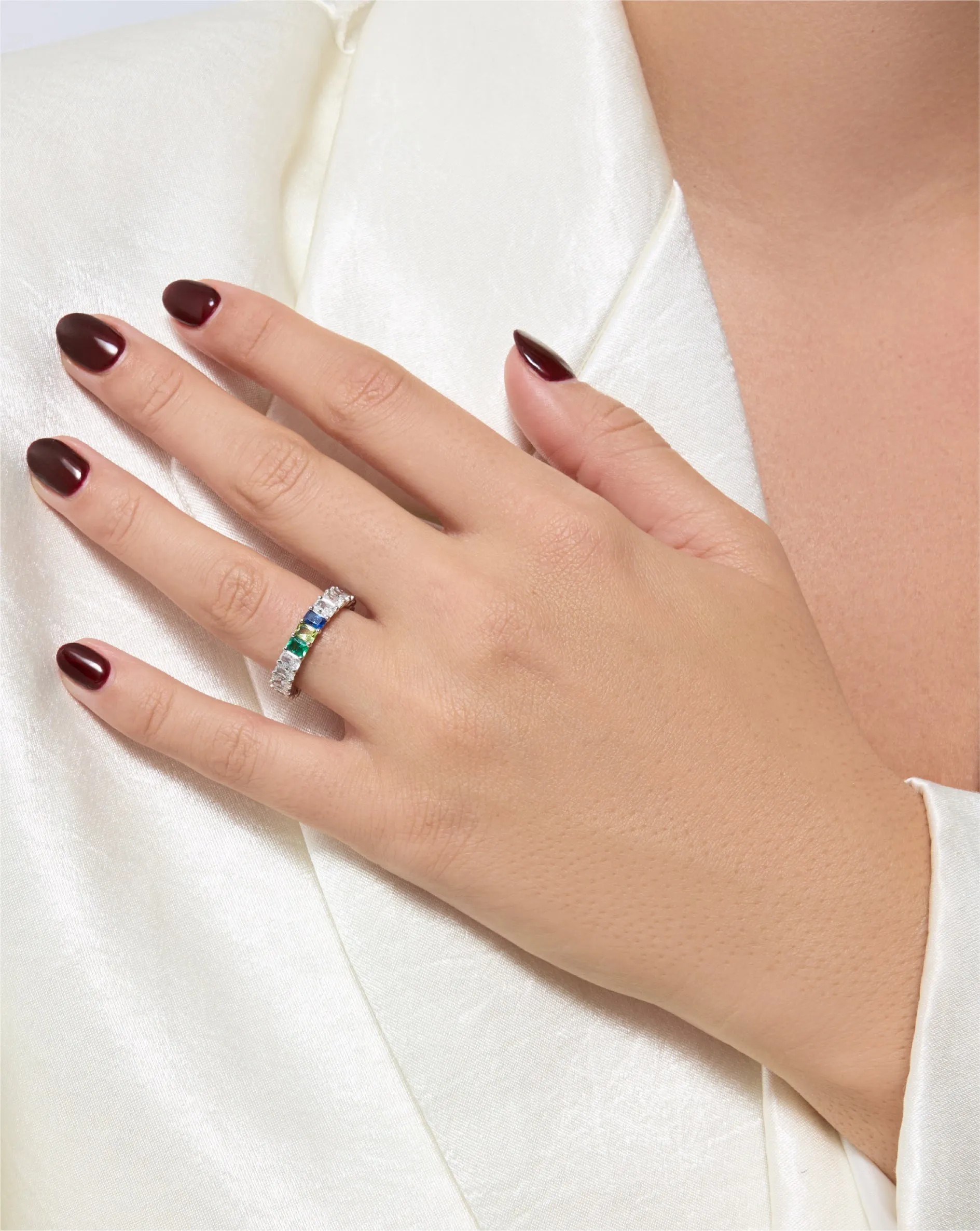 Lab Grown Radiant Diamond and Birthstone Eternity Band Ring Concierge