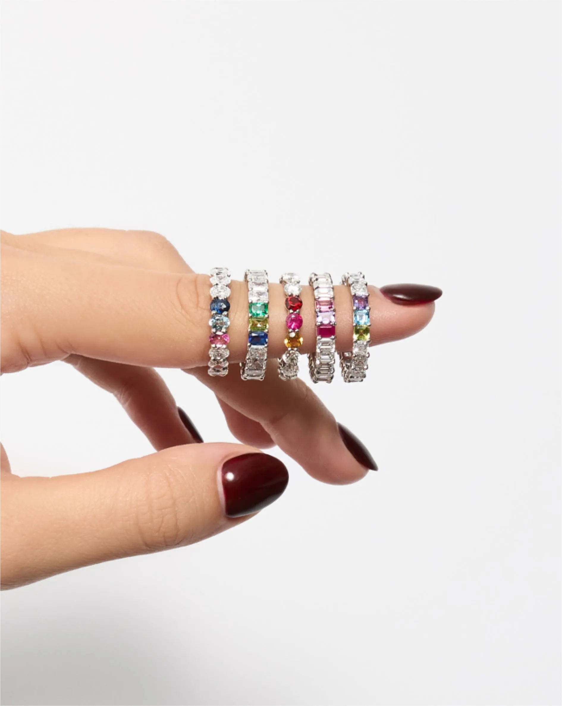 Lab Grown Radiant Diamond and Birthstone Eternity Band Ring Concierge