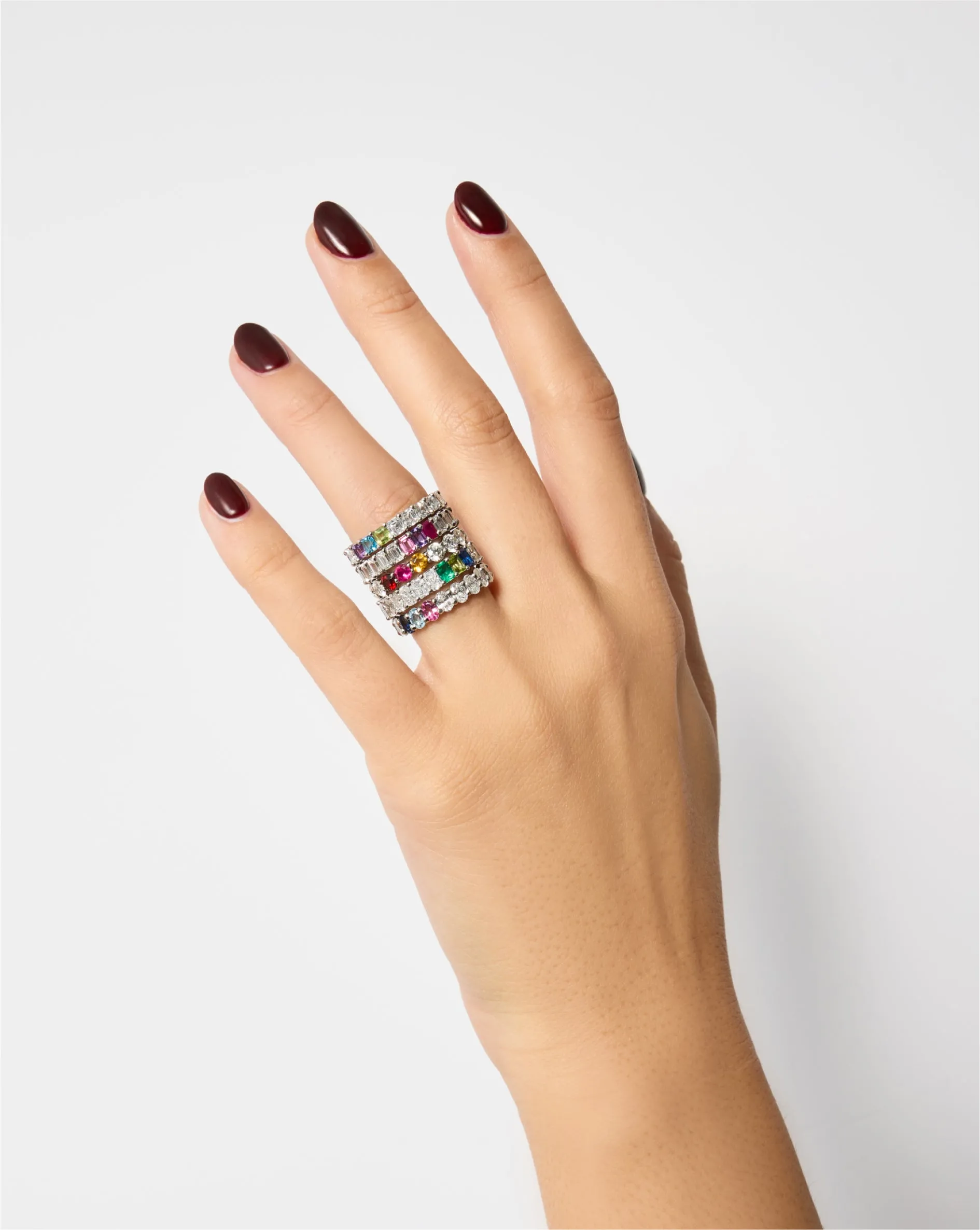 Lab Grown Radiant Diamond and Birthstone Eternity Band Ring Concierge