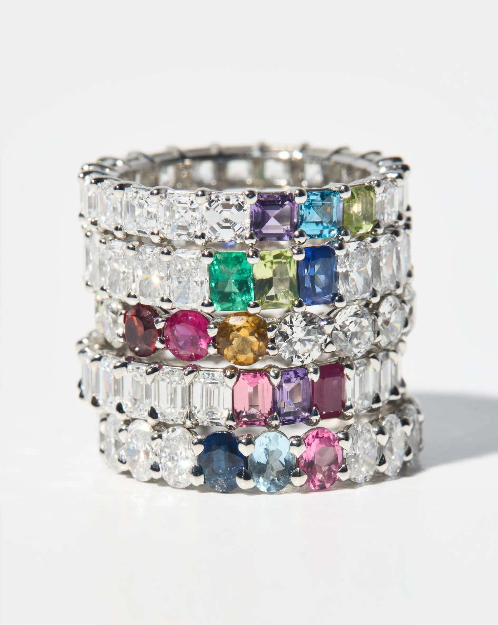 Lab Grown Radiant Diamond and Birthstone Eternity Band Ring Concierge