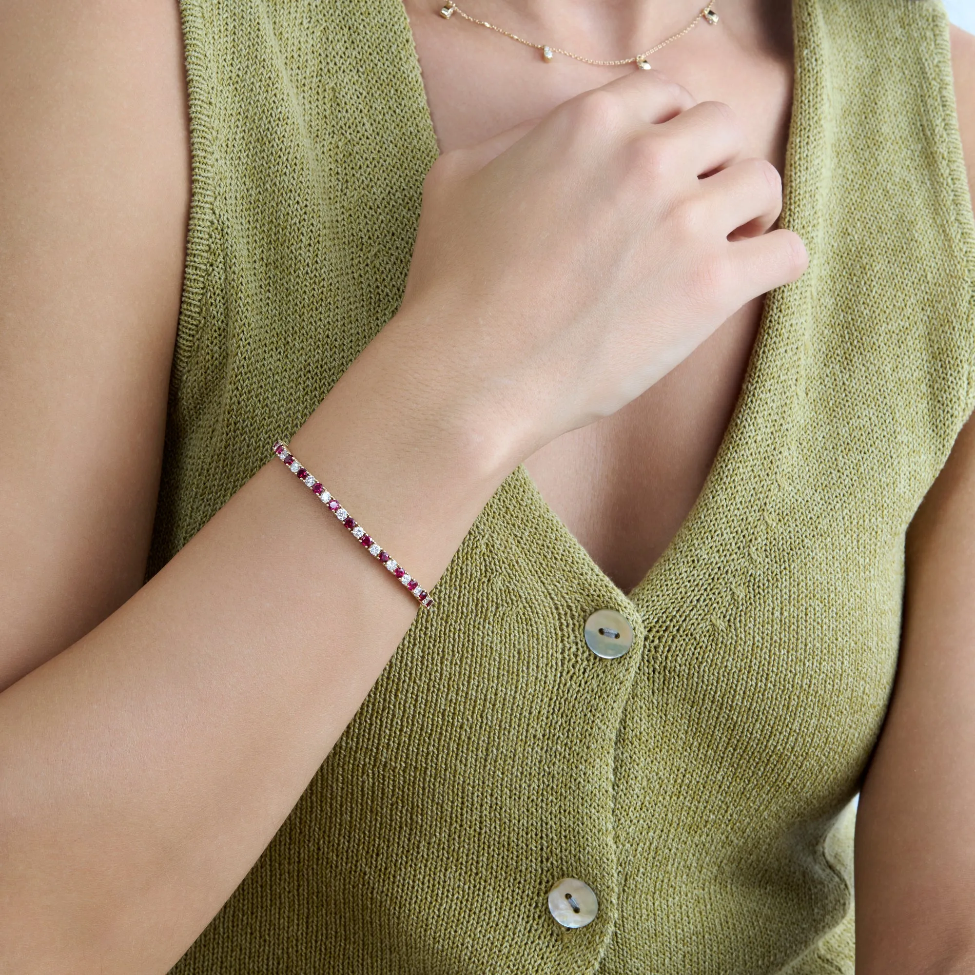 Lab-Grown Ruby and Diamond Tennis Bracelet, Royal SARAHELISE
