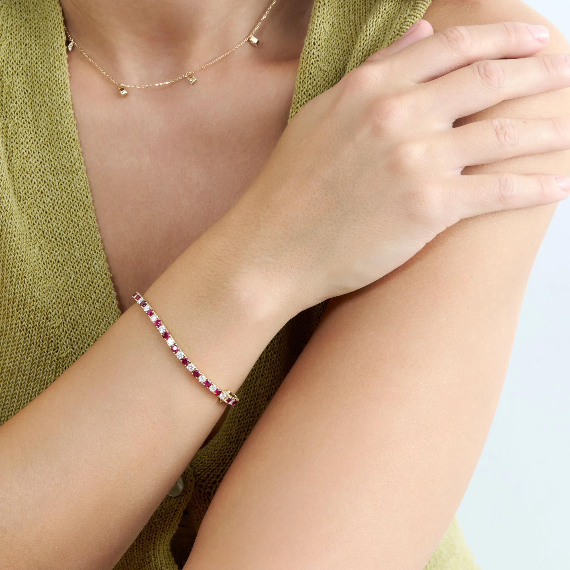 Lab-Grown Ruby and Diamond Tennis Bracelet, Royal SARAHELISE