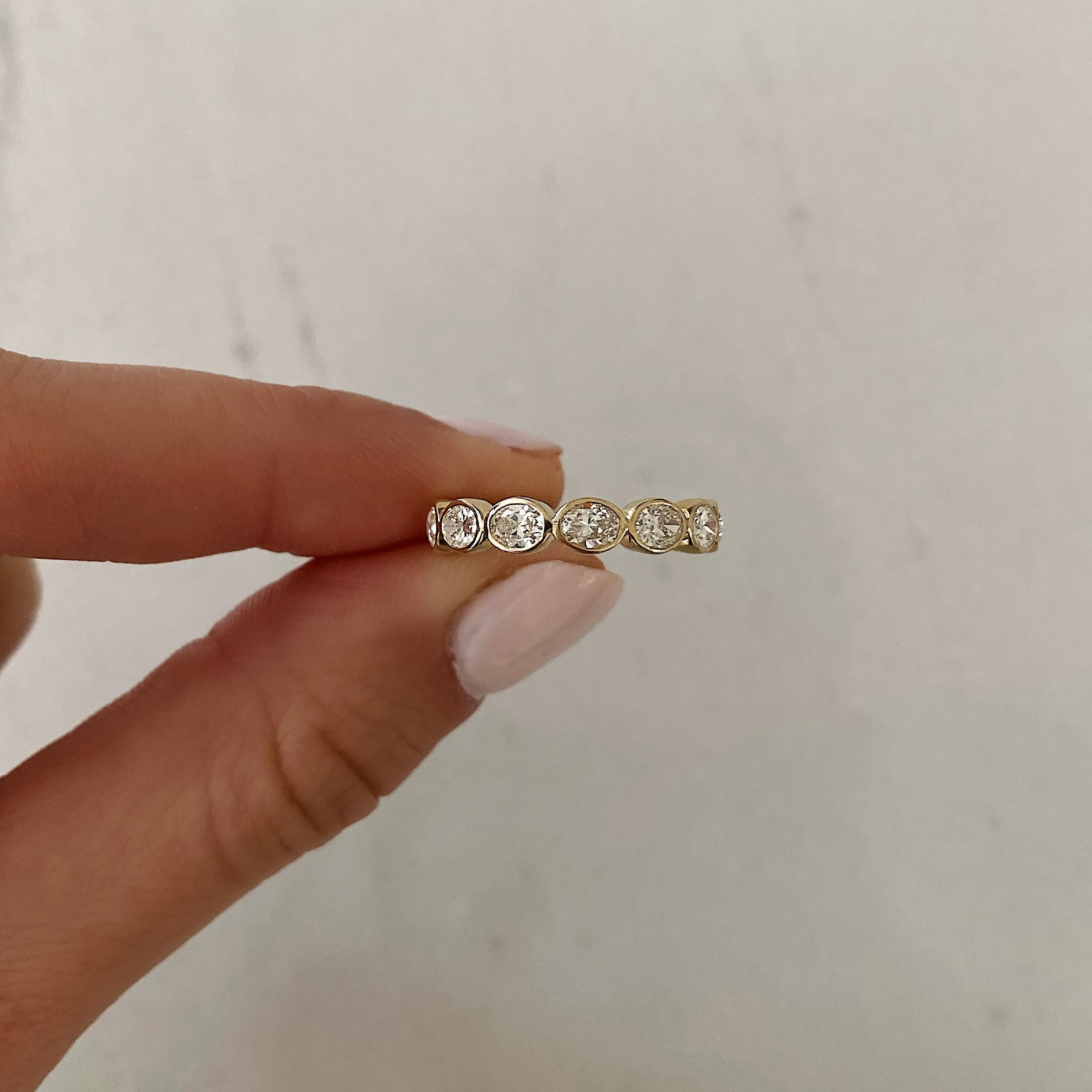 Lab Grown Sideways Oval Bezel Eternity Band Ring Concierge