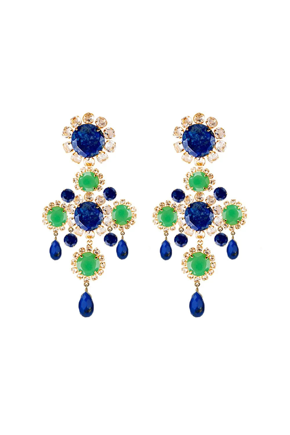 Lapis Topaz Chandelier Earrings