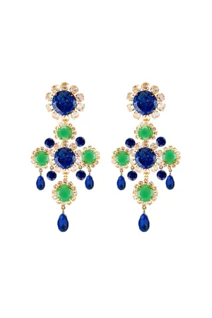 Lapis Topaz Chandelier Earrings