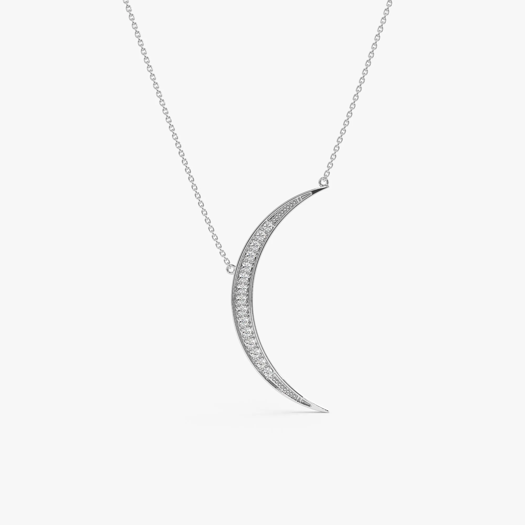 Large Diamond Crescent Necklace, Luna SARAHELISE
