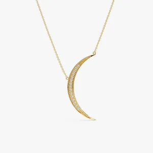 Large Diamond Crescent Necklace, Luna SARAHELISE