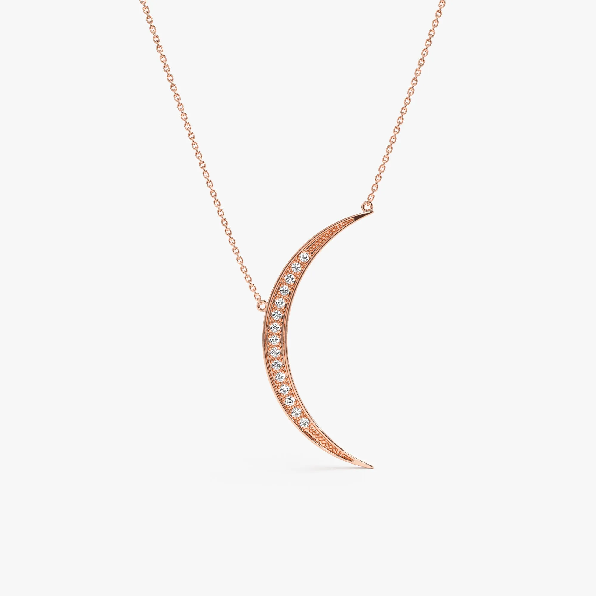 Large Diamond Crescent Necklace, Luna SARAHELISE