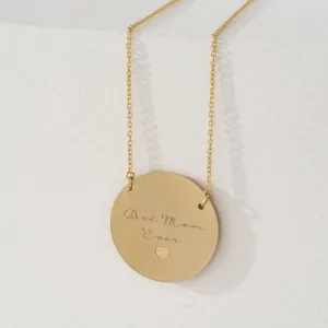 Large Engravable Brushed Disc Necklace - 18mm, Joanna SARAHELISE