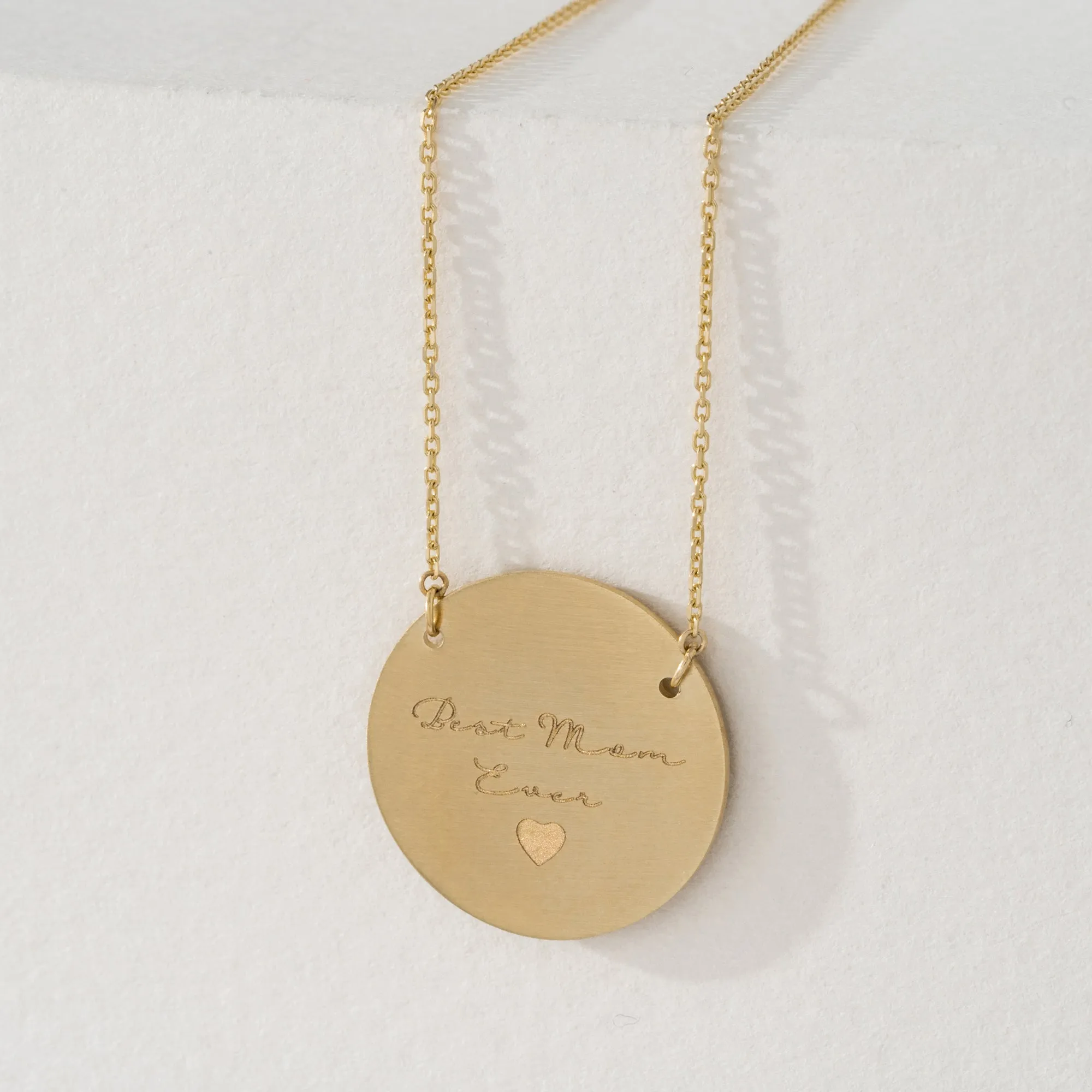 Large Engravable Brushed Disc Necklace - 18mm, Joanna SARAHELISE