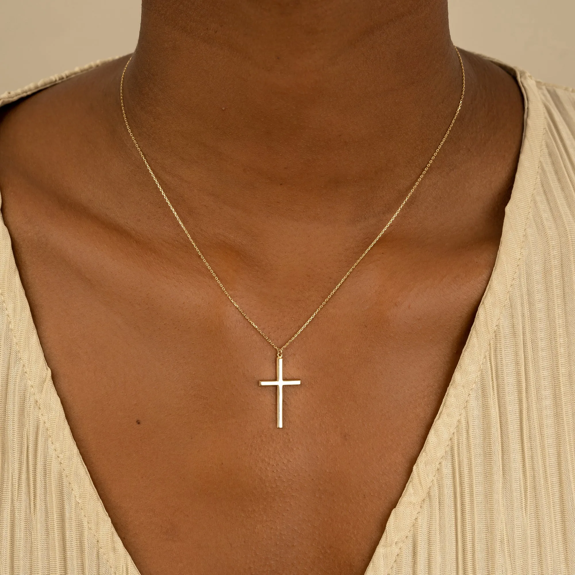 Large Gold Cross Necklace, Amari SARAHELISE