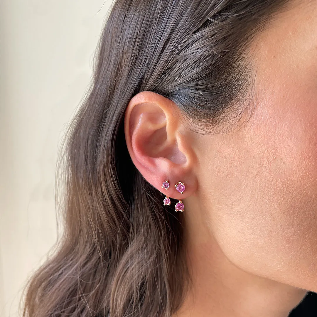 LARGE ROUND PINK SAPPHIRE ORBIT EARRING Anita Ko