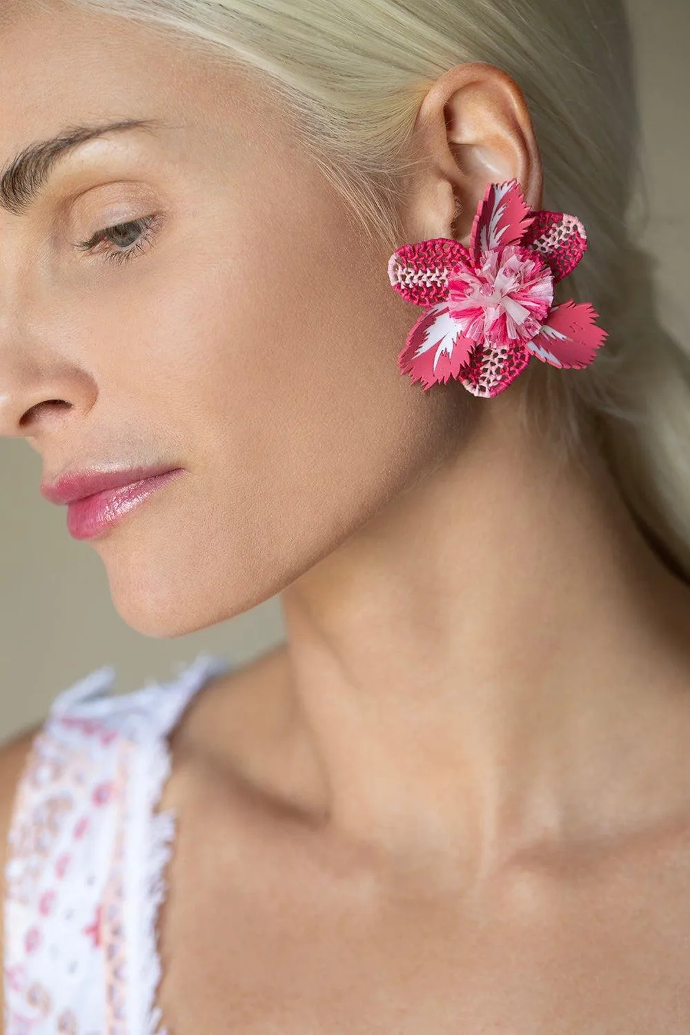 Large Tropical Flower Earrings