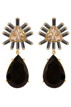 Lemon Quartz and Black Onyx Drop Earrings
