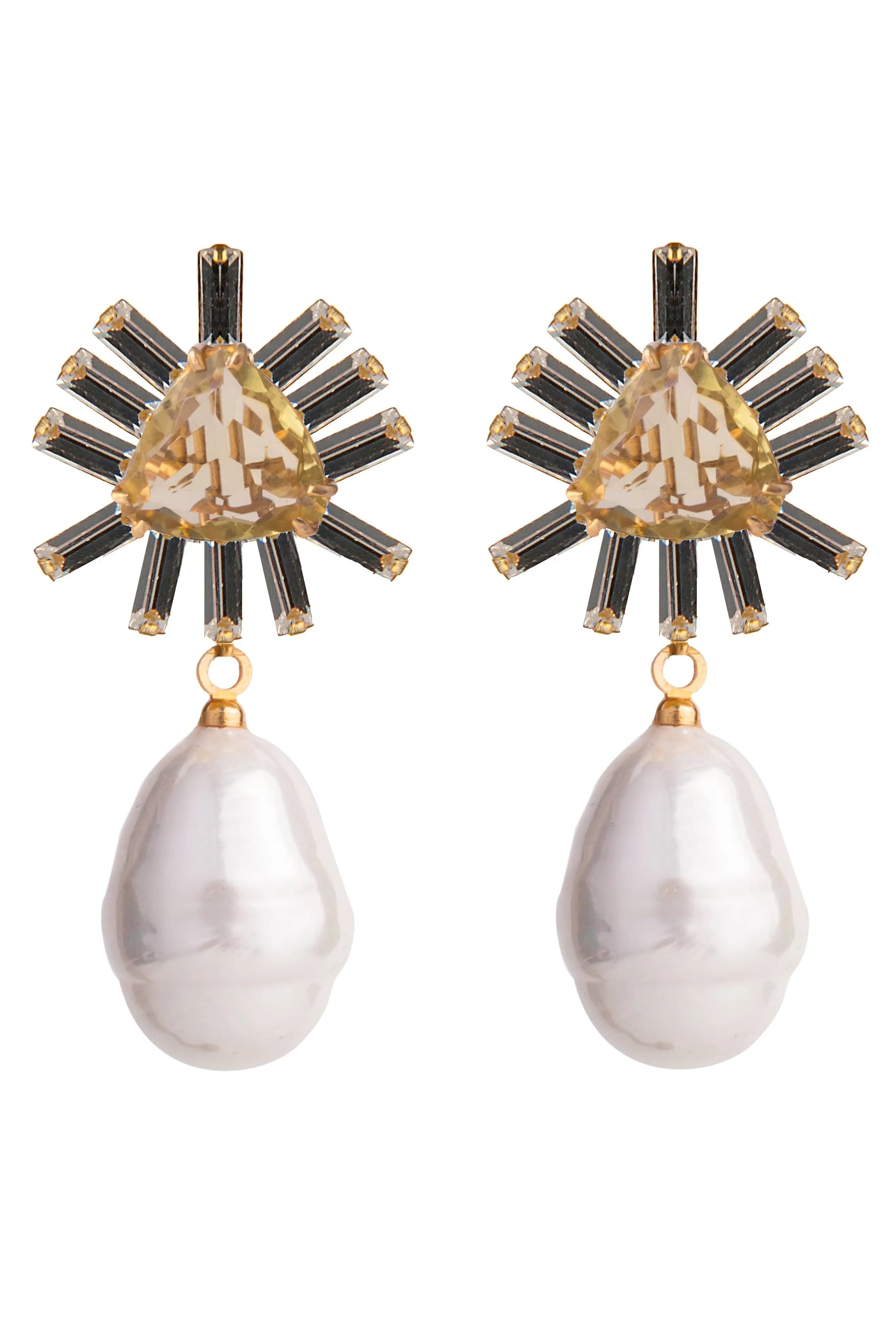 Lemon Quartz and Mother of Pearl Drop Earrings