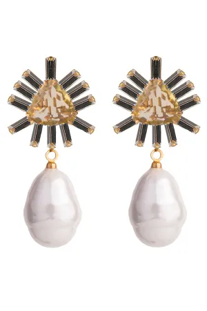 Lemon Quartz and Mother of Pearl Drop Earrings