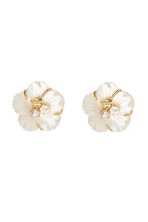 Lemon Quartz Flower Stud Earrings