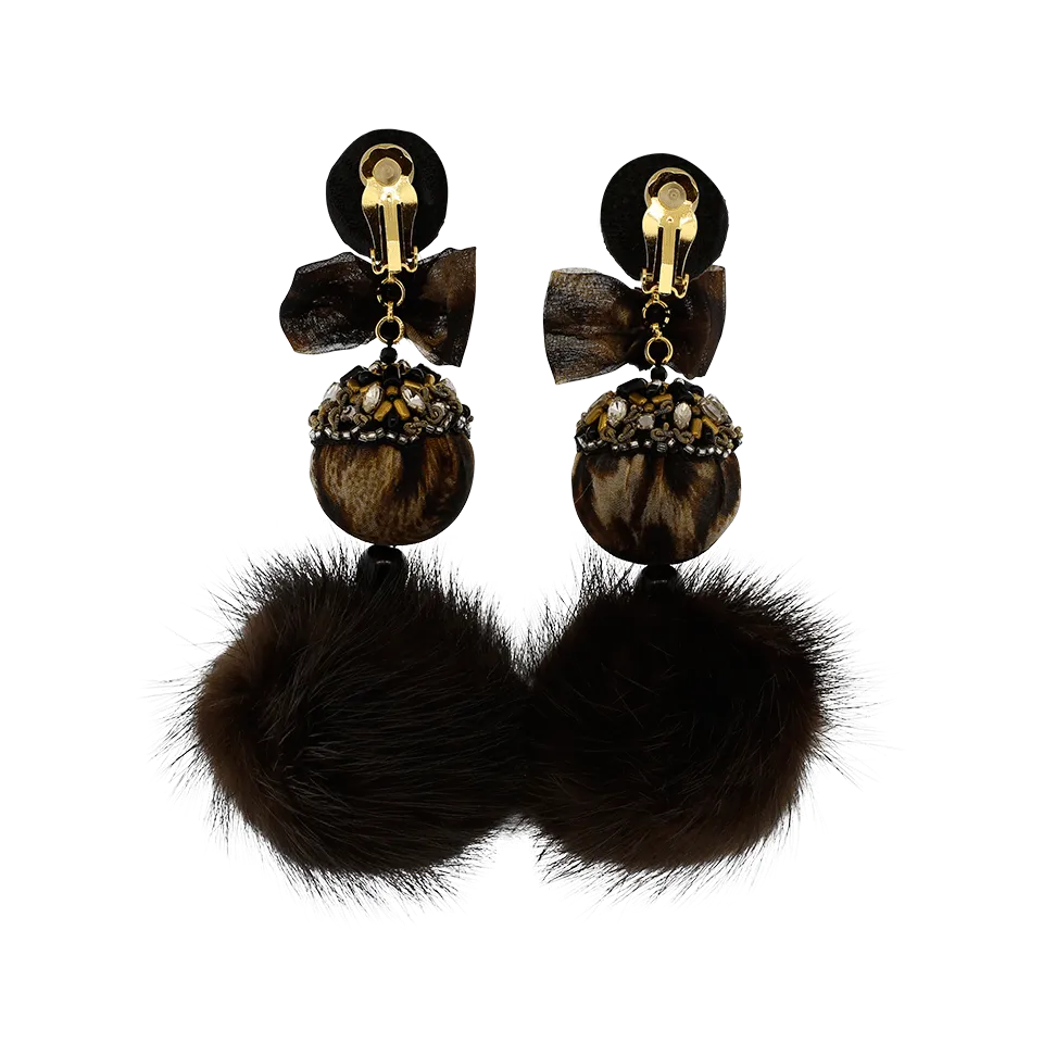 Leopard Pom Pom Earrings