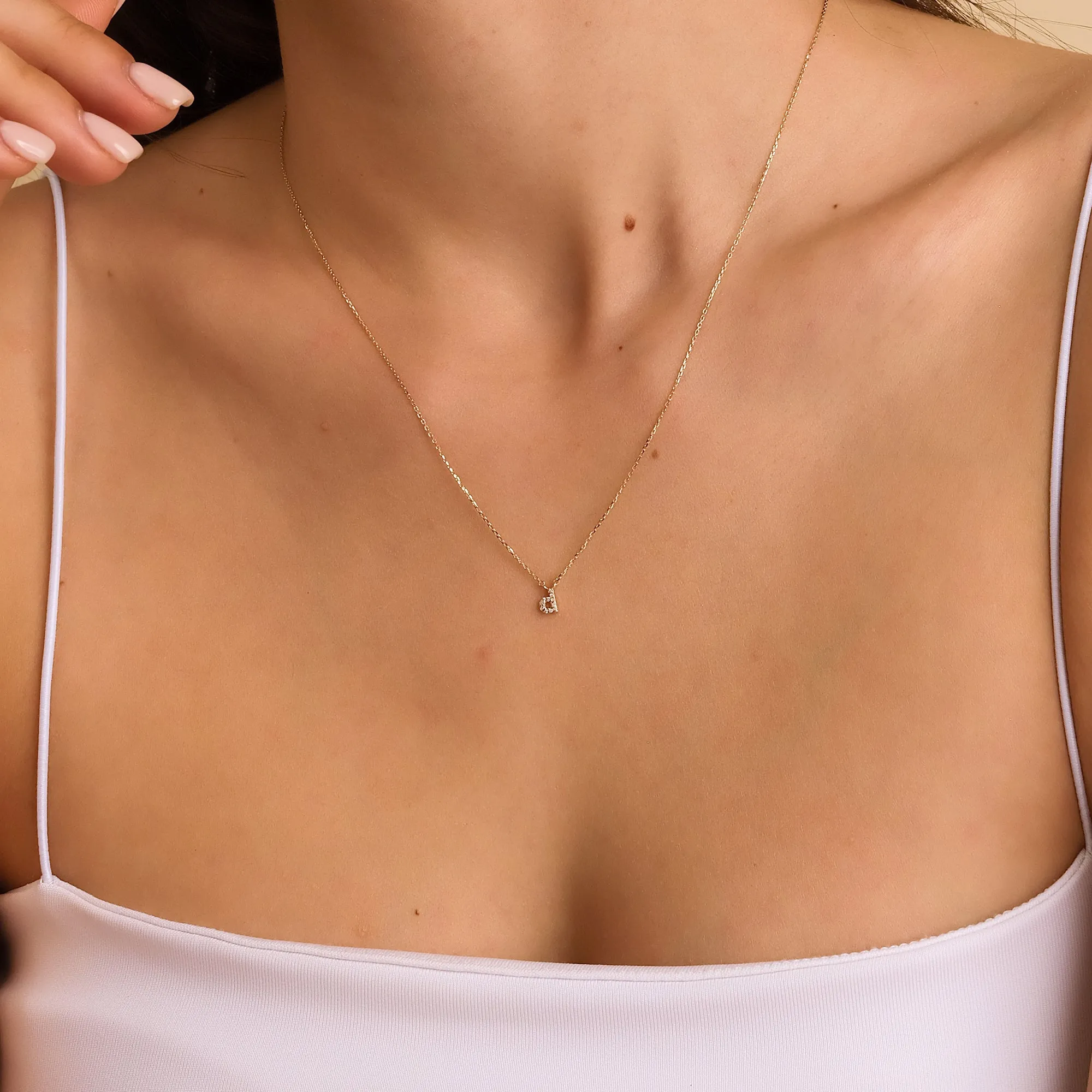 Lowercase Diamond Initial Necklace, Mavis SARAHELISE