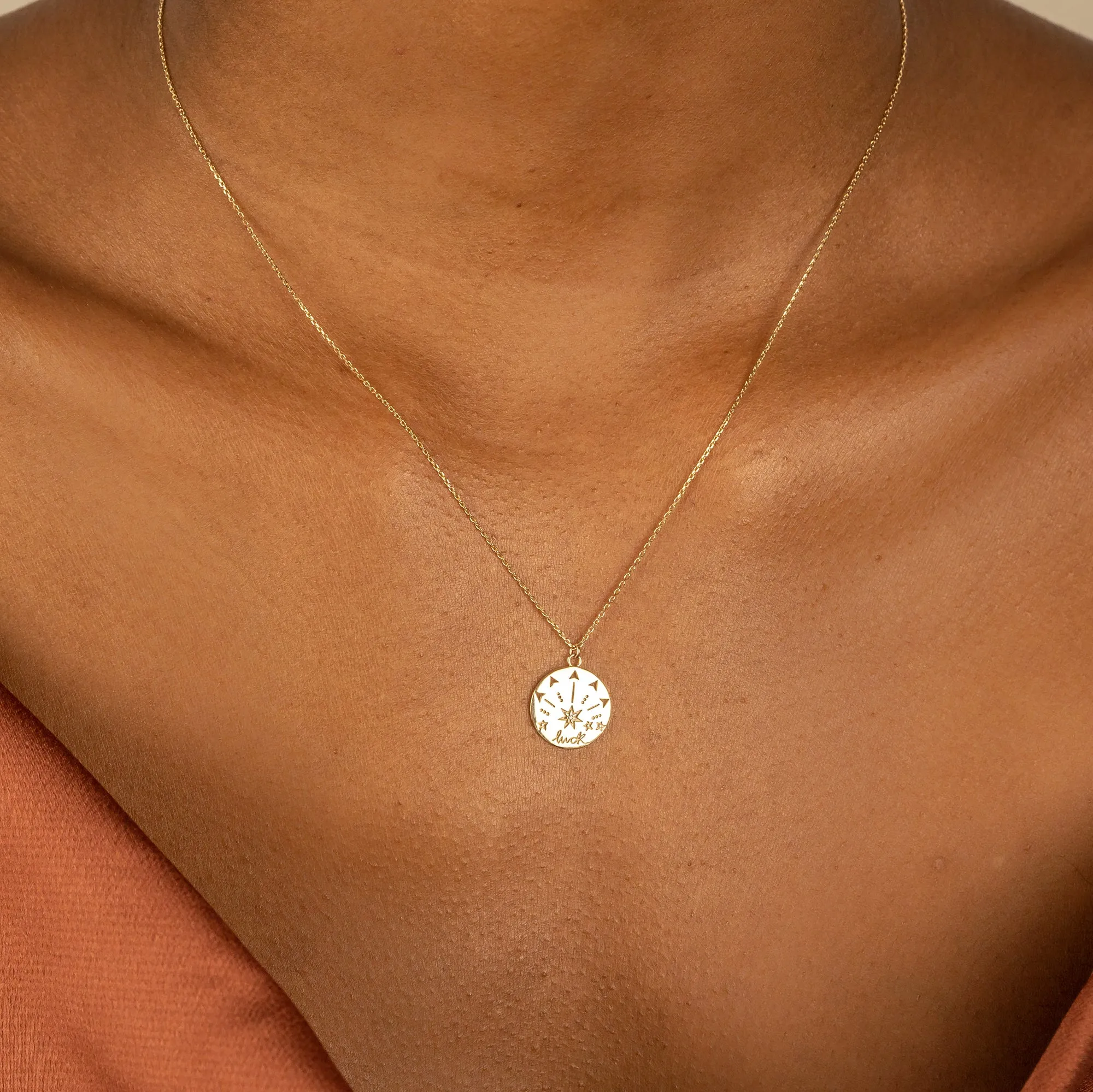 Lucky Star Diamond Coin Necklace, Fortuna SARAHELISE